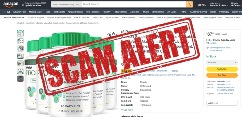 scam alert PROSTAFENSE