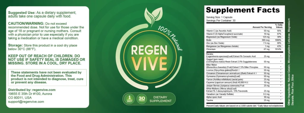 Regenvive Supplement Facts